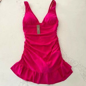 J. Crew Ruched V-neck Swim Dress Swimsuit One Piece Size 6 NWT